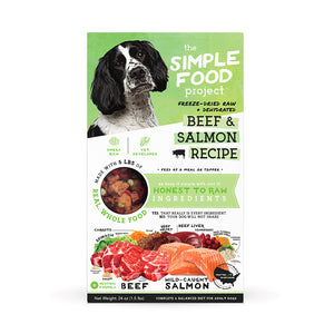 24oz package from The Simple Food Project with beef and salmon recipe