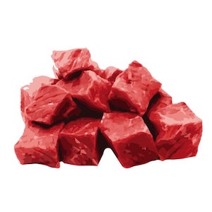 pile of raw cubed fresh beef